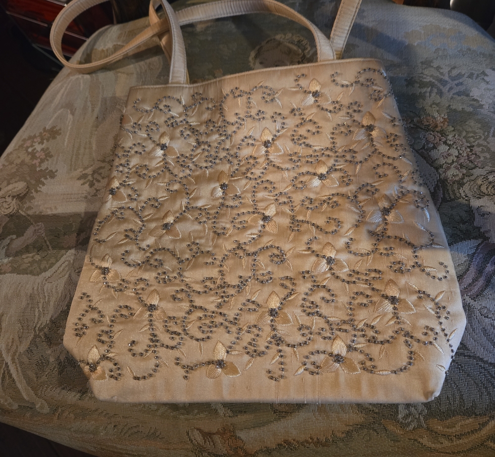 Beaded Gold Silk  Bag